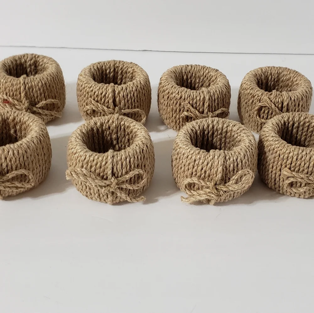 Twine Wrapped Napkin Rings Set Of 8
